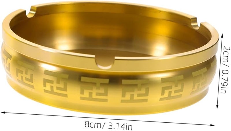 صينية سجائر معدنية مستديرة كلاسيكية بتصميم مدمج للمكتب وحواف ناعمة للمنزل والمكتب - Image 4